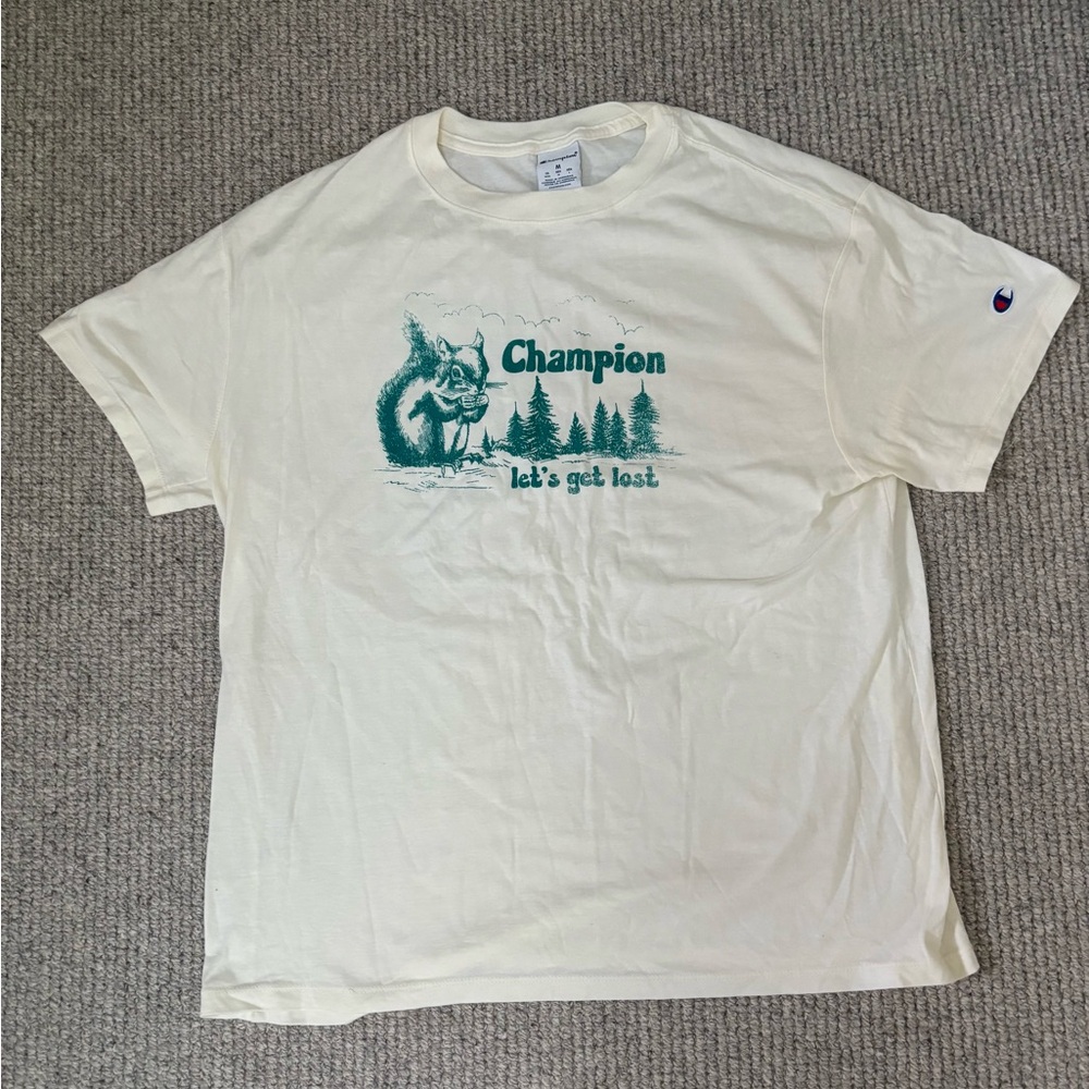 Champion Cream and Green Graphic Tee